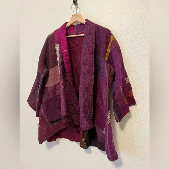 Mieko Mintz Kantha Purple Kimono Cardigan - Picture 2 of 7